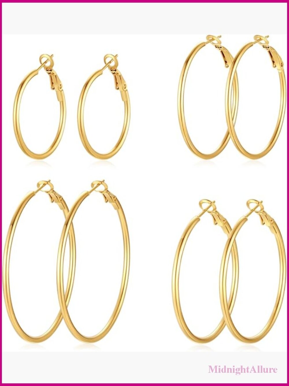 4 Pairs Silver Gold Hoop Earrings Set Hypoallergenic Lightweight Dangle Earrings